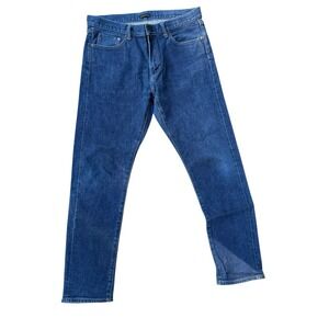 Uniqlo‎ Jeans Mens 35x32 Actual 35x30 Indigo Dark Wash Selvedge Denim Stretch